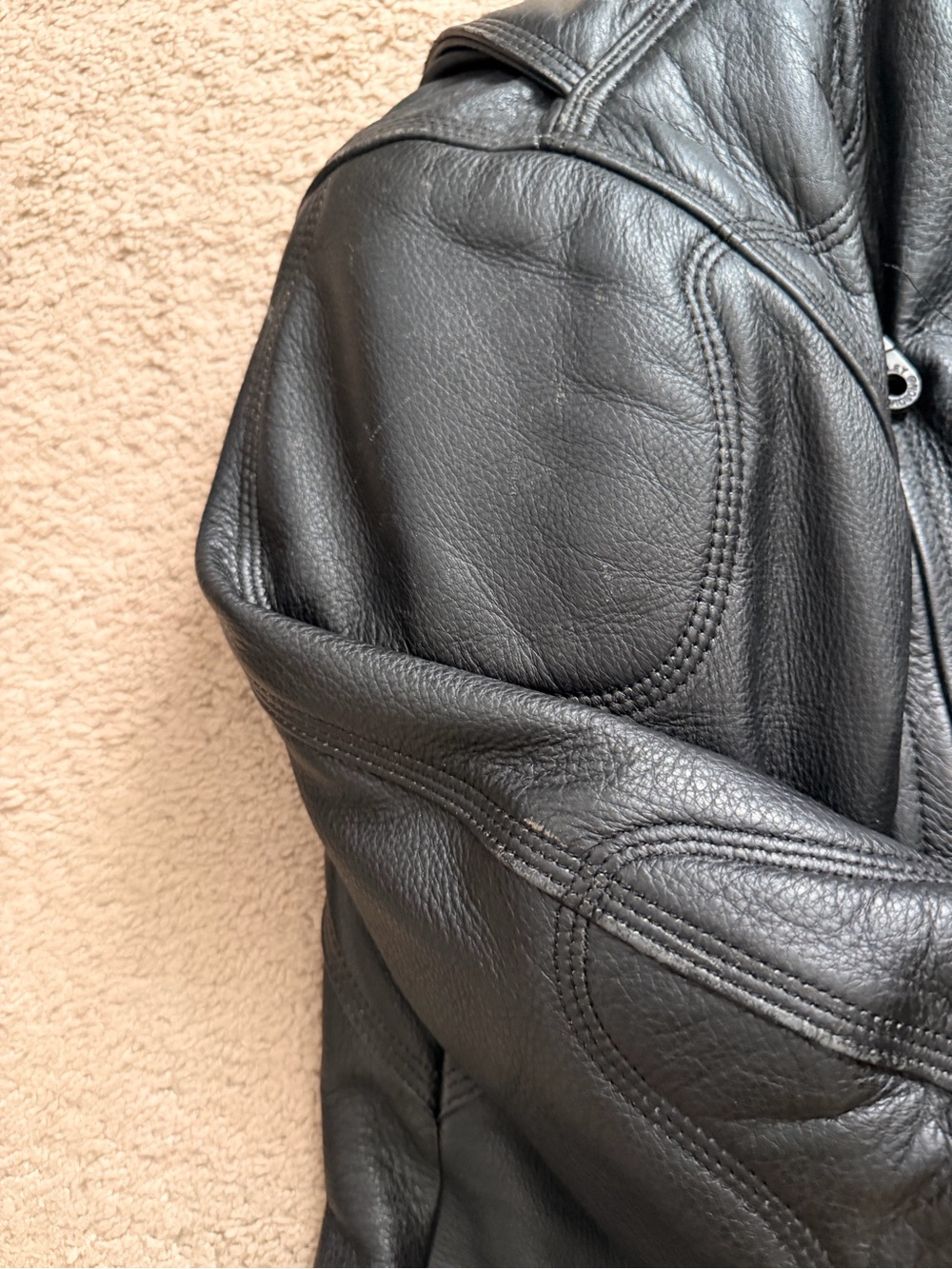 Classic Black Leather Motorcycle Jacket - Women - Picture 7 of 13